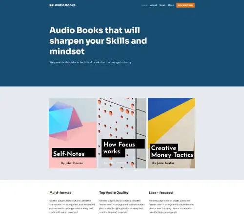 Audio Books website design example