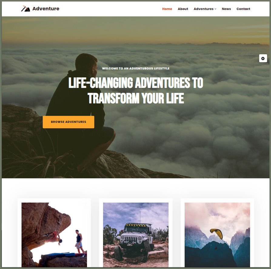 Adventure Website Design